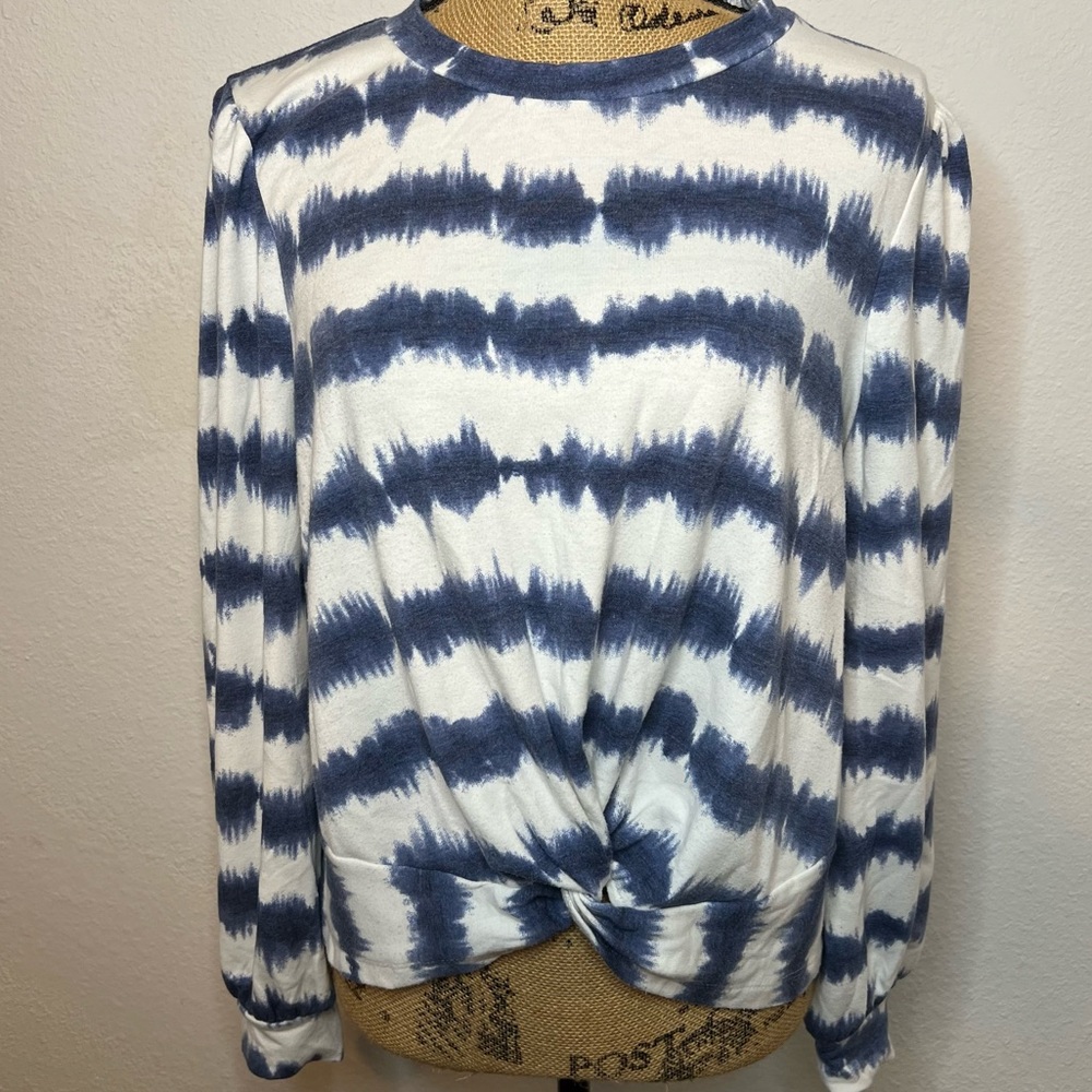 Meraki Tie Dye look striped long sleeve top medium